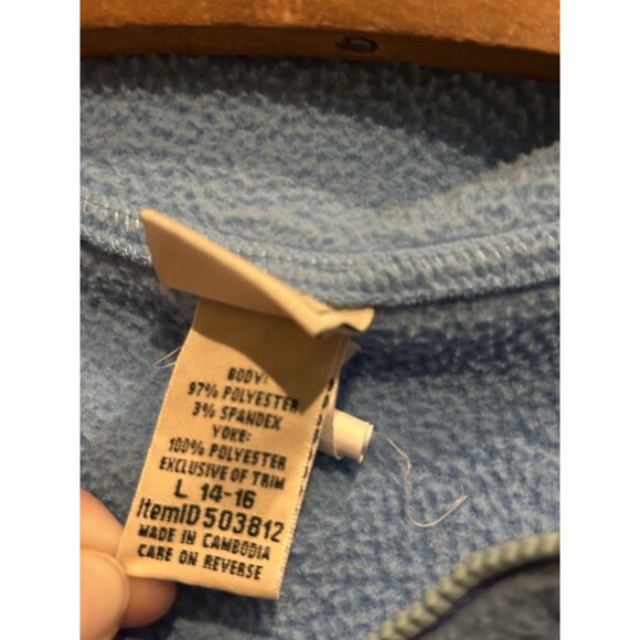 LL Bean Girls Sweatshirt Fleece Pullover Purple Zip Kangaroo Pocket Size L 14-16 - Picture 3 of 10